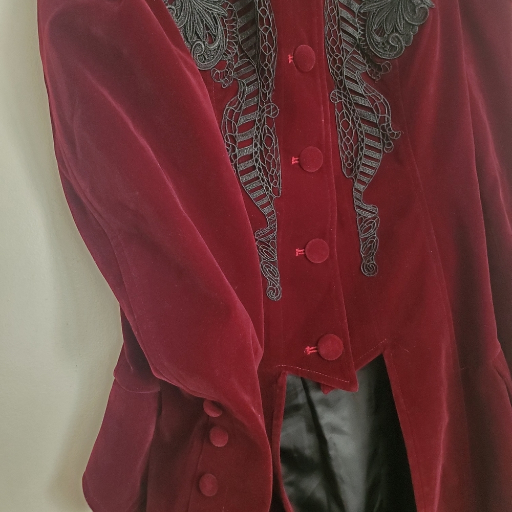 *NWT* PunkRave Elegant Burgundy Velvet Victorian Coat - Picture 8 of 16